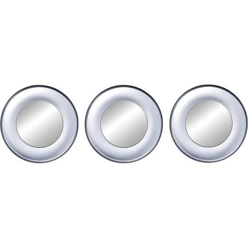 3-Piece Carved Circle Mirror Set, Silver & Champagne, 10"