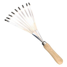 Heavy Duty Stainless Steel Leaf Rake with Ergonomic Wooden Handle for Easy Garden Cleanup