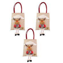 Borse tote in tela natalizie con design pupazzo di neve e Babbo Natale (3 pezzi)