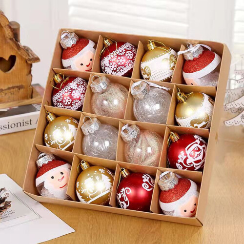 Adornos navideños en forma de bola, 16 unidades.