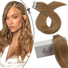 24 Inch Blonde Tape in Hair Extensions Remy Human Hair 20pcs 50g Natural Straight Reusable Skin Weft
