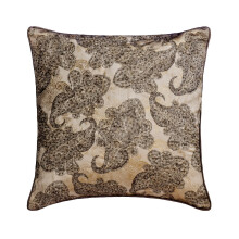 Huse de pernă gri 20"x20" brodate cu model jacquard Paisley