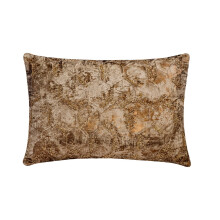 Koperkleurige lendenkussenhoes met geometrisch jacquardpatroon, 12 x 18 inch.