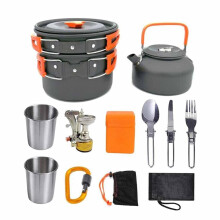 Camping Cookware Set with Foldable Handles, Lightweight Stainless Steel Outdoor Cooking Gear (Color A B)