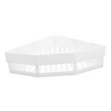 Corner Shower Shelf No Drill Triangle Rack Wall Mounted Bathroom Organizer with Fast Water Drainage White