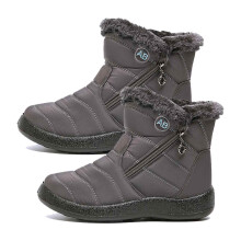 Botas de invierno cálidas con forro de piel para mujer, botines cómodos para exteriores sin cordones con suela antideslizante, parte superior