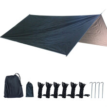 Camping Tarp Waterproof Hammock Rain Fly with UV Protection Quick Setup for Hiking Outdoor (Black)