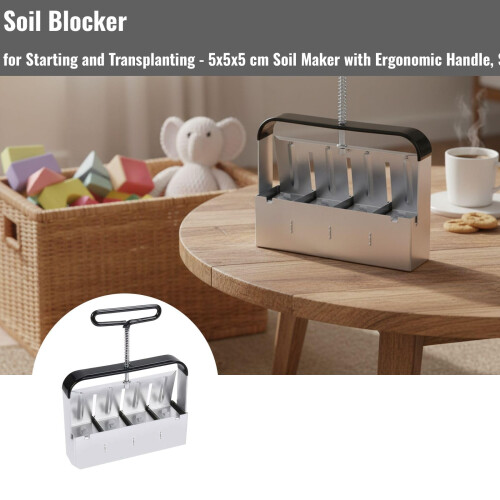 Manual Soil Block Maker 5x5x5 cm Ergonomic Soil Cube Press for Seed Starting Plastic Durable Tool 1
