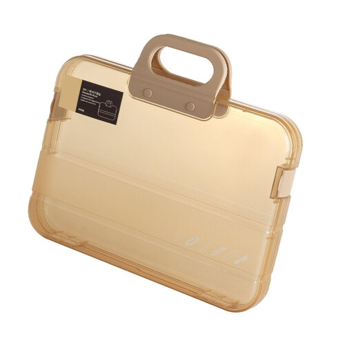 A4 Document Organizer with Large Capacity, Waterproof Dustproof Clear File Folder for Office and School Khaki 1