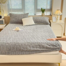 Waterproof Mattress Protector Queen Size Fitted Sheet, Soft Plush Fleece, Deep Pocket Gray Cover