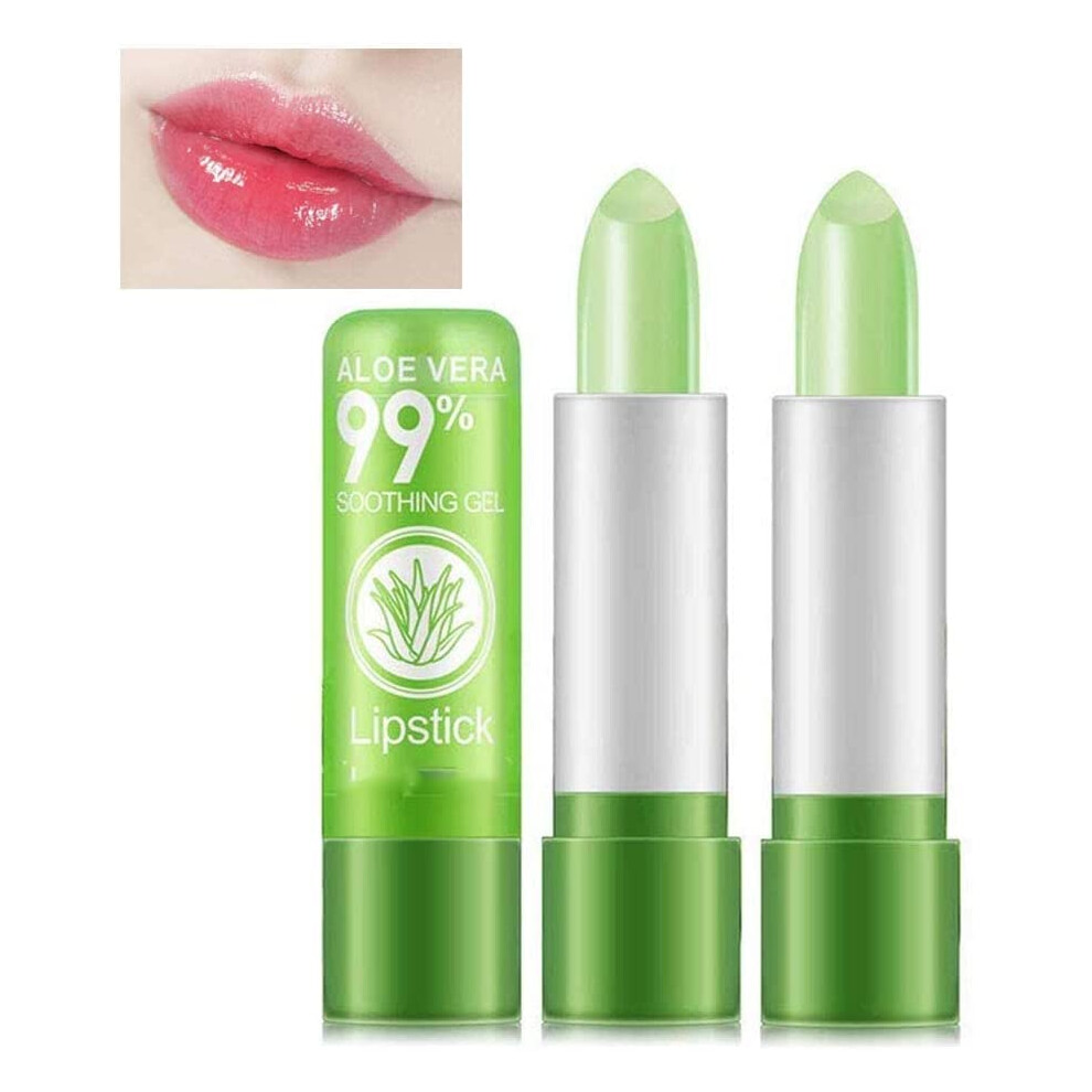Color Changing Lip Gloss Set with Aloe Vera Lipstick, Long Lasting Moist Shine and Hydrating 2pcs