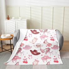 Pink Cowgirl Baby Blanket Soft Fleece Comfort Western Style Flannel Throw for Girls 30x40