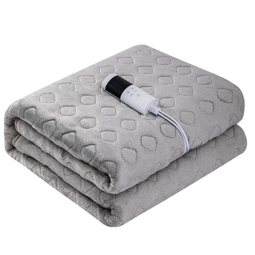 Fast Heating Electric Blanket 180x150CM Grey with Hand Controller, 10 Settings, Auto ShutOff, Machine Washable