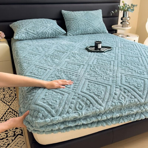 King Size Flannel Fitted Sheet Deep Pocket Ultra Soft Cozy Azul Bedding Bottom Sheet