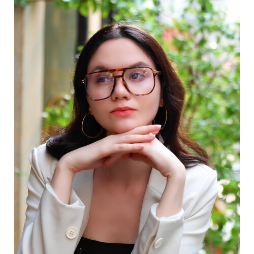 Blue Light Blocking Glasses Leopard Frame Eyeglasses Oversized Clear Square Computer Style 54mm 2