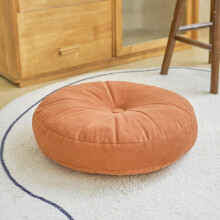 20 Inch Round Floor Pillow for Adults, Vibrant Orange Meditation Cushion, Chenille Fabric Seat Pad for Living Room Yoga
