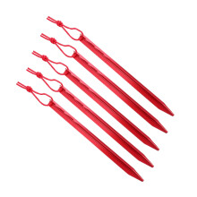5pcs Heavy Duty Adjustable Aluminum Tent Stakes Red Camping Pegs with MultiTooth Grip Design