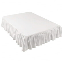 Twin Bed Skirt with Adjustable Elastic Belt, Gathered Ruffle Design, 14Inch Drop, White, WrinkleResistant
