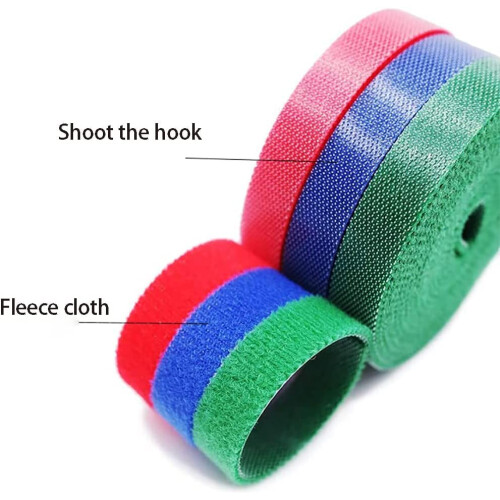 Hook and Loop Tape 2cm x 50m Red, Reusable SewOn Cable Ties, Nonadhesive BacktoBack Roll 2