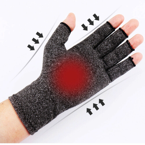 Compression Bamboo Arthritis Gloves, Half Finger Pressure Gloves Joint Elastic Compression Training Care Gloves