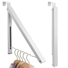 2 Pcs Over Door Clothing Rack with Folding Retractable 11Inch Closet Rod, HeavyDuty SpaceSaving Organizer for Laundry Room