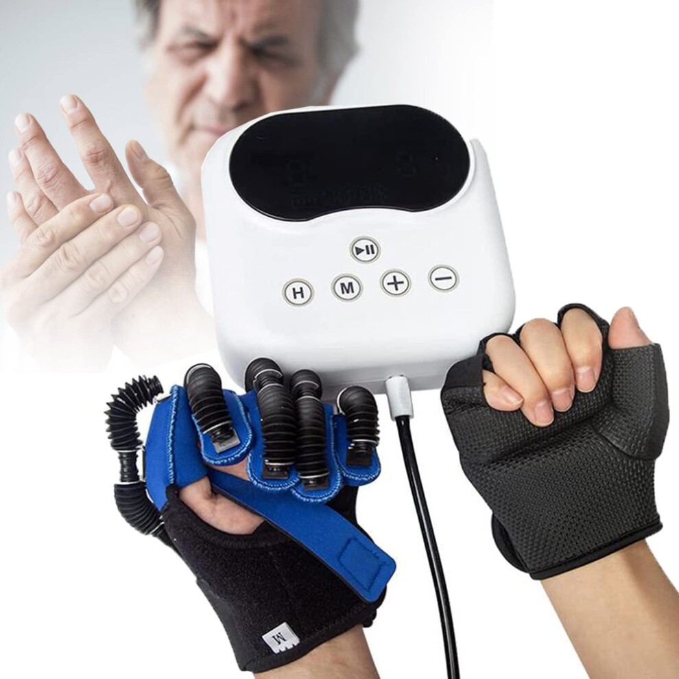 Blue Rehabilitation Robot Glove For Stroke Recovery And Hand Therapy, Pneumatic Finger Exerciser, S Right Hand