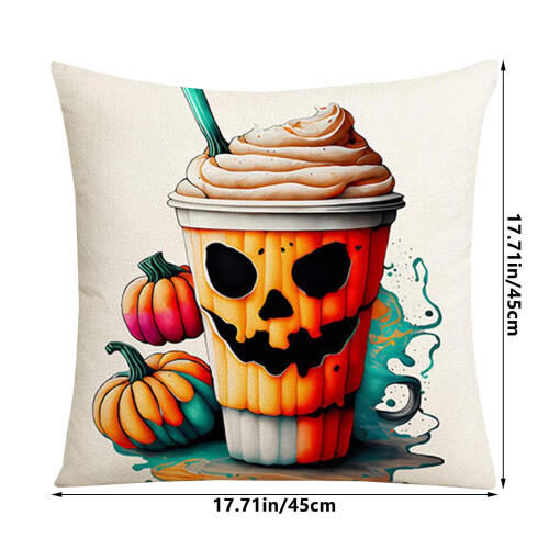 Capa de Almofada Yooshoverk com Estampa de Abóbora de Halloween, 45 x 45 cm (17,72 x 17,72 polegadas), Capa de Almofada com Estampa de Abóbora de 2