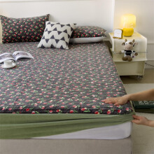Flannel Bed Sheets 90x200cm Deep Pocket Fitted Sheet with Warm Velvet Texture and Flower Pattern for Single Bed