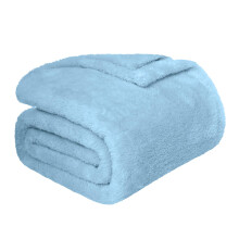 Sherpa Throw Blanket 50x60 Blue Reversible Flannel Ultra Soft Warm Cozy Blanket for Couch and Bed