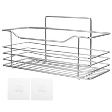 Shower Shelf No Drill 25cm Stainless Steel Bathroom Organizer, Wall Mounted Adhesive Storage Rack for Kitchen and Shower