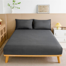 Twin Mattress Protector and Cotton Fitted Sheet, Breathable Deep Pocket Gray Cover for Kids Dorm