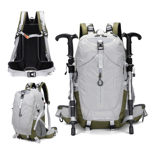 40L Hiking Backpack Waterproof Oxford Fabric with Ergonomic Back Support and Ventilated Mesh Panel Yellow 2