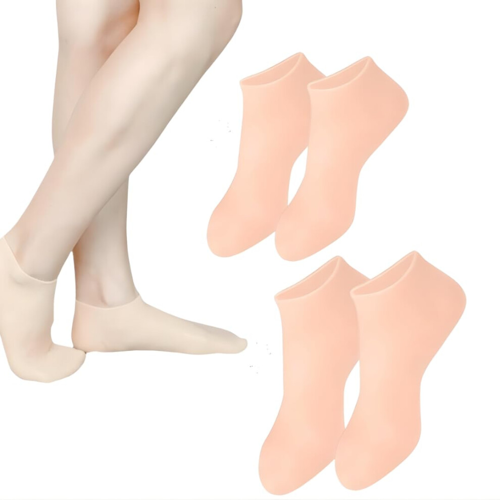 2 Pairs Moisturizing Gel Socks for Cracked Heels and Dry Feet â Reusable Silicone Foot Socks for Women and Men