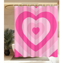 Pink Heart Shower Curtain 72x72 Waterproof Fabric Cute Aesthetic Bathroom Decor Modern Girly Style