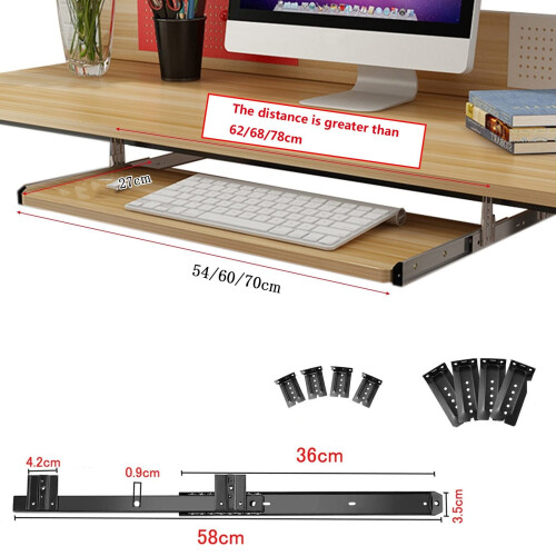 Under Desk Keyboard Tray Adjustable Ergonomic Pull Out Drawer with Smooth Slide Action and Easy Installation 2