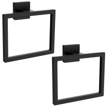 Matte Black SUS304 Stainless Steel Towel Ring and Holder, Wall Mounted Bathroom Set, 2 Pack