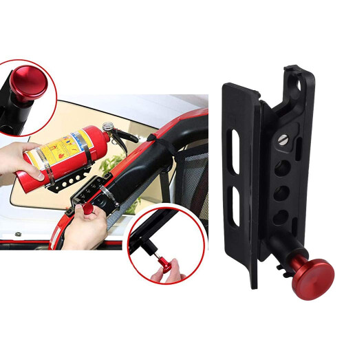 Fire Extinguisher Roll Bar Mount, Adjustable Aluminum Holder for UTV Offroad Vehicles, Quick Access Design 1