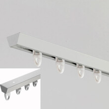 Ceiling Curtain Track System with V Shape Design, Ultra‑Thin Metal Rails, Smooth Silent Gliding, White