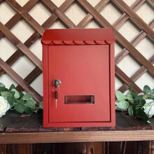 Weatherproof Steel Wall Mount Locking Mailbox with Key, AntiTheft Secure Mail Drop Box for Home Office, Red
