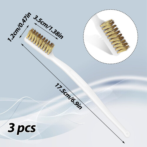 Brass Wire Brush 3 Pack Set for 3D Printer Nozzle Cleaning, Rust Copper Bristles, Ergonomic Handle 1