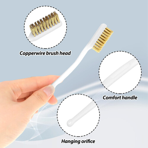 Brass Wire Brush 3 Pack Set for 3D Printer Nozzle Cleaning, Rust Copper Bristles, Ergonomic Handle 2