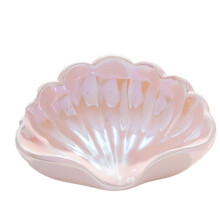 Pink Ceramic Shell Soap Dish with Drain, Stylish Bathroom Sink Soap Holder for Easy Home Organization