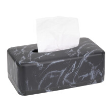 Black Marble Tissue Box Cover, Elegant Rectangular Tissue Holder for Bathroom, Office and Home Decor