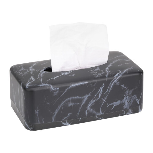 Black Marble Tissue Box Cover, Elegant Rectangular Tissue Holder for Bathroom, Office and Home Decor