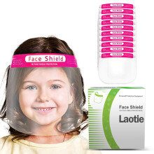 Kids Face Shield AntiFog Clear Vision with Elastic Headband, Lightweight Pink Child Protective Face Cover (15PC)