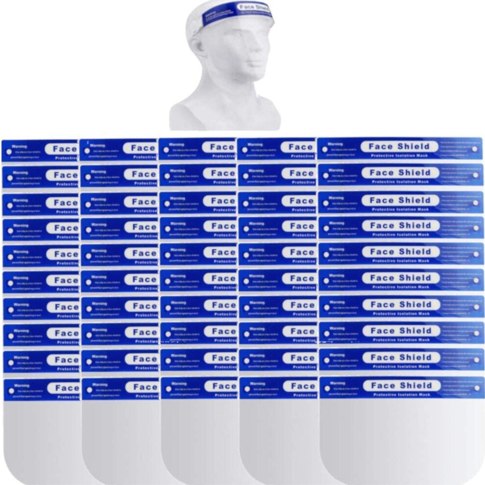 100 Pack Adjustable Transparent Face Shield, Full Face Protective Mask For Workplace And Classroom Use 9351714933384