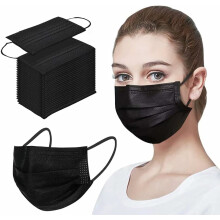 Black Disposable Face Masks 50 Pack, 3 Ply Protective Design for Comfortable Daily Wear