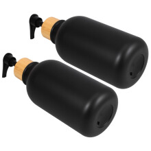 Soap Dispenser Bottles Set with Bamboo Pump Design, Refillable Lotion and Shampoo Dispenser for Bathroom and Kitchen