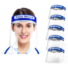 5 Pack Protective Face Shield with Full Face Protection, Reusable Clear Design, Comfortable Sponge Padding and Adjustable Elastic Band