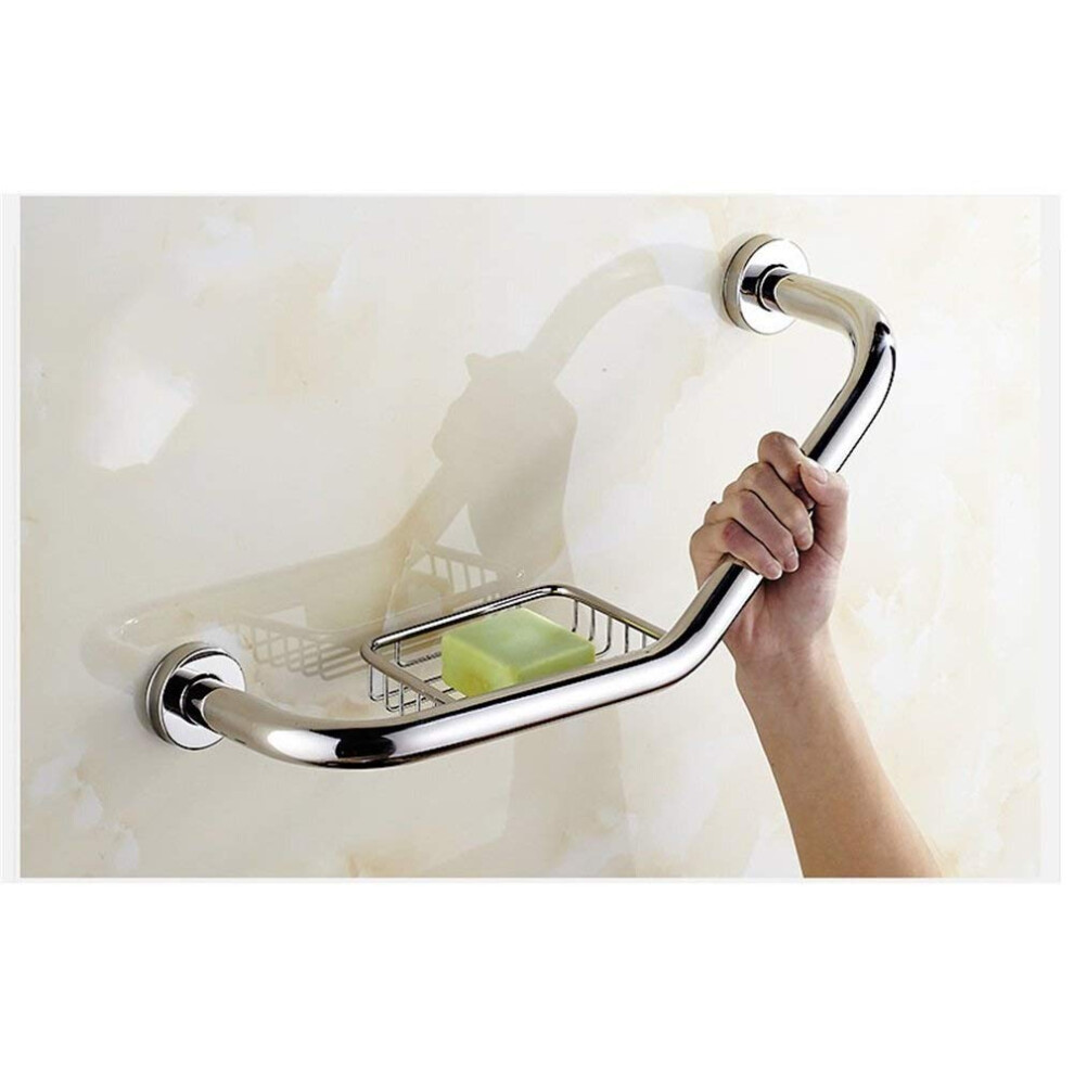 Stainless Steel Grab Bar for Bathroom with Soap Holder, Curved NoâSlip Safety Handrail for Shower and Toilet (Color B)
